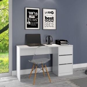 ESCRIVANINHA PARA COMPUTADOR ESCRITORIO 135 CM MDP 3 GAVETAS (BRANCO FOSCO)
