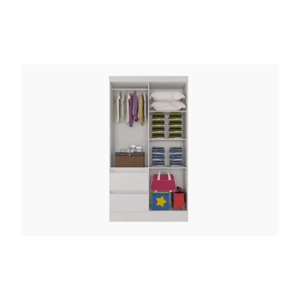 Guarda-Roupa Solteiro 4 Portas 2 Gavetas Maragogi Atualle Móveis BRANCO BRILHO - Image 2