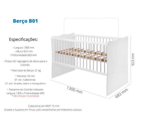 CONJUNTO QUARTO BEBE (ROUPEIRO +CANTO /COMODA /BERÇO ) - Image 2