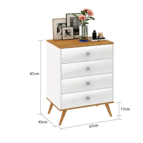OMODA RETRO PE PALITO 67 CM 4 GAVETAS MDP MEL  BRANCO LACCA - Image 2
